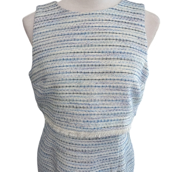 Ann Taylor Factory Blue Tweed Sheath Dress | Size 8 | EUC Professional - Picture 4 of 15